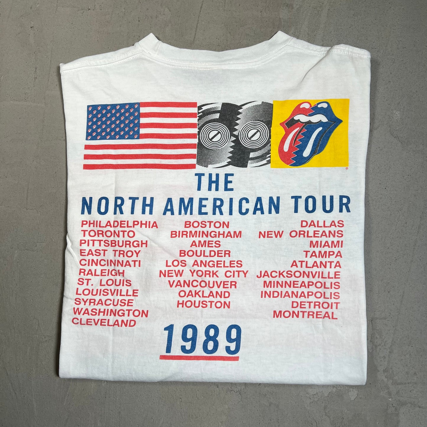 1989 Rolling Stones Steel Wheels American Tour White Tee Size Medium USED v19455