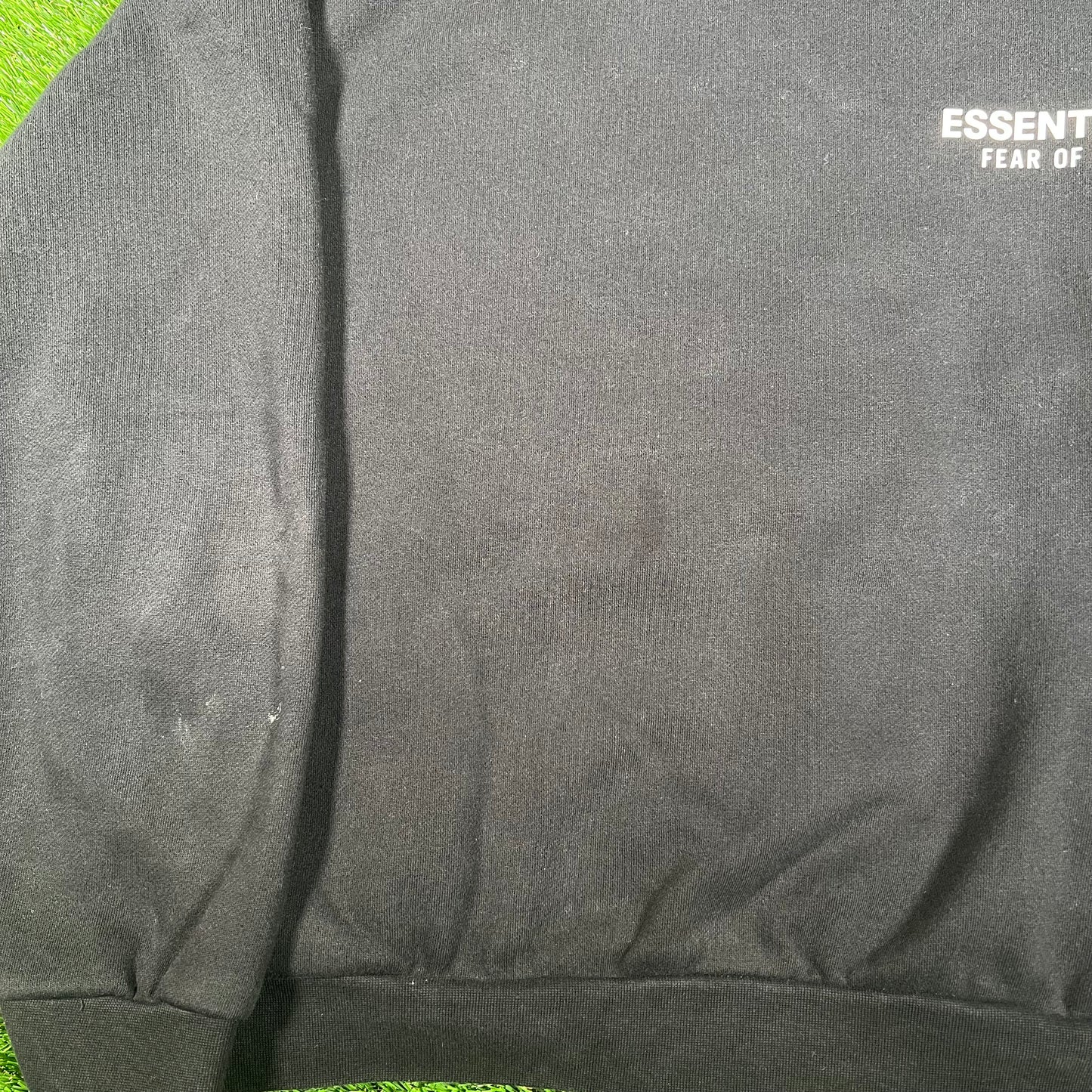 Fear Of God Essentials Black/White Lettering Hoodie Size Medium USED x15407