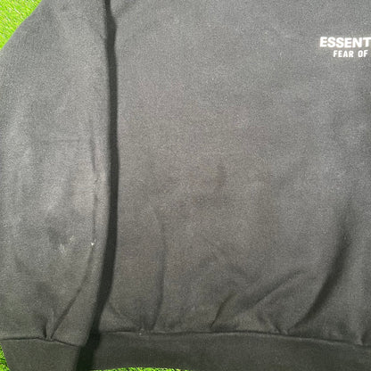Fear Of God Essentials Black/White Lettering Hoodie Size Medium USED x15407