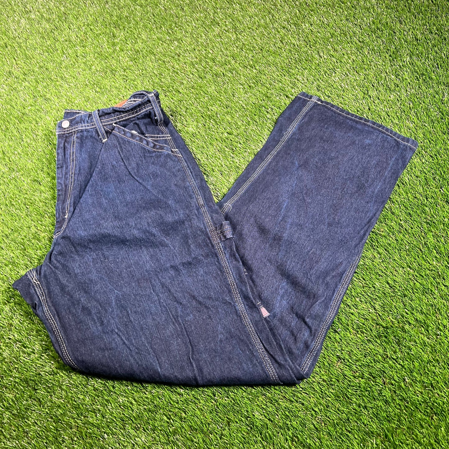 1990s Ralph Lauren Polo Jeans Dark Denim Workwear Pants Size 31x34 USED v17935