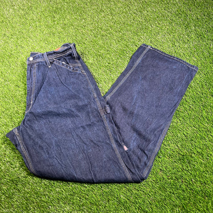 1990s Ralph Lauren Polo Jeans Dark Denim Workwear Pants Size 31x34 USED v17935
