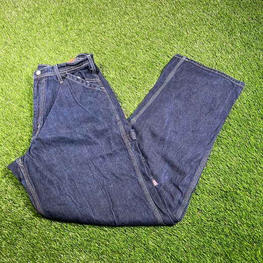 1990s Ralph Lauren Polo Jeans Dark Denim Workwear Pants Size 31x34 USED v17935