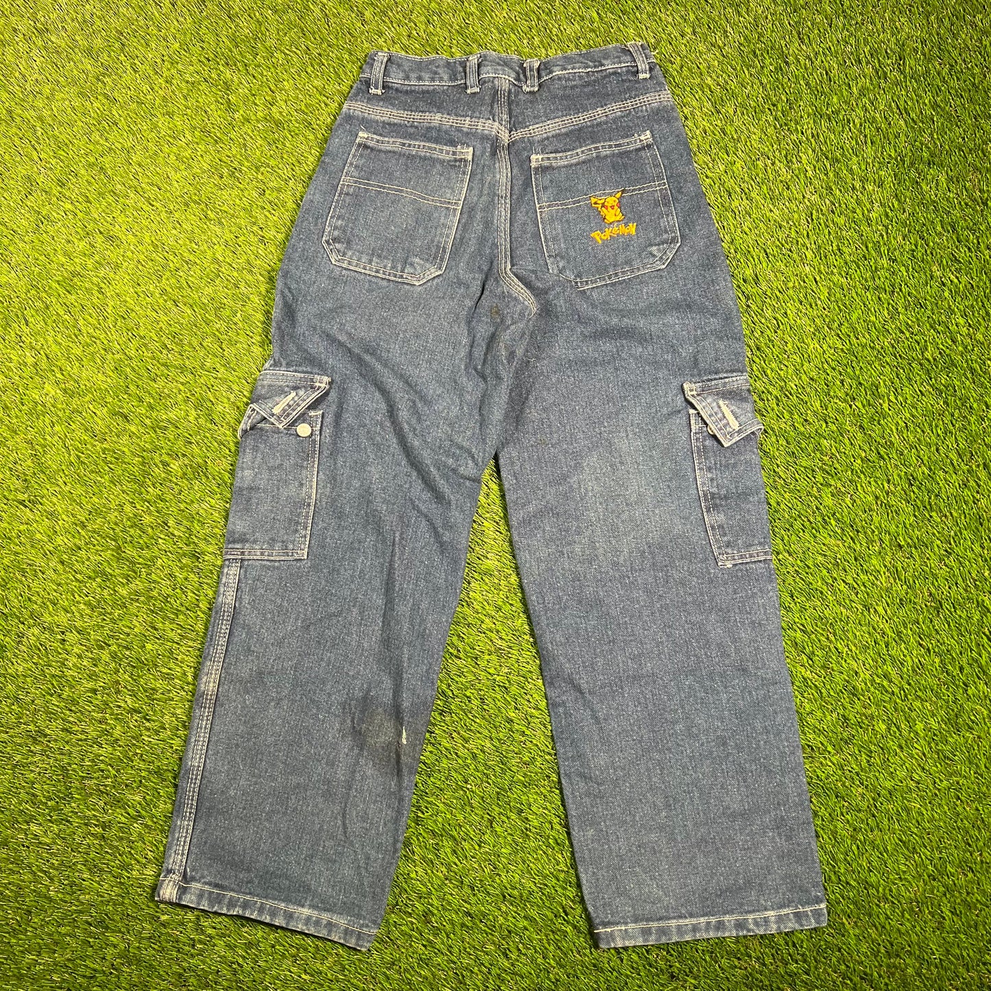 1990s Pokemon Bleu Max Blue Jeans Size XS USED v17936