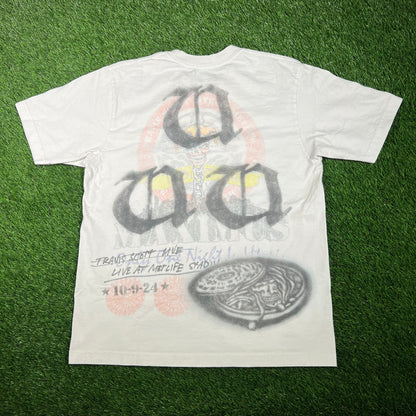 Travis Scott Utopia White Metlife Tee Size Medium USED x15297
