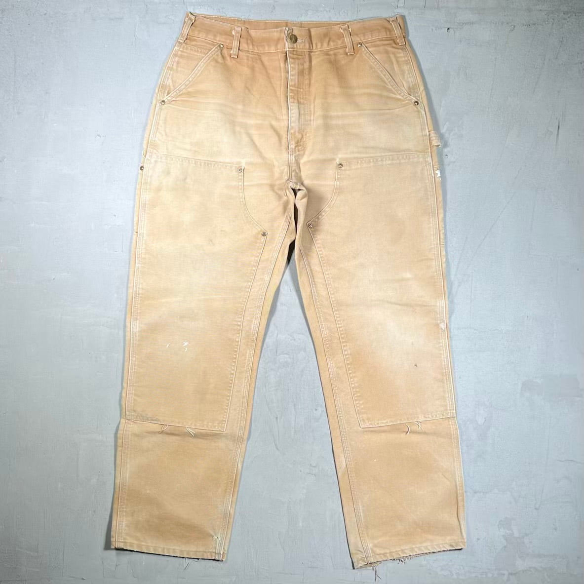 Y2K Carhartt Thrashed Tan Double Knees Size 36 USED v20432