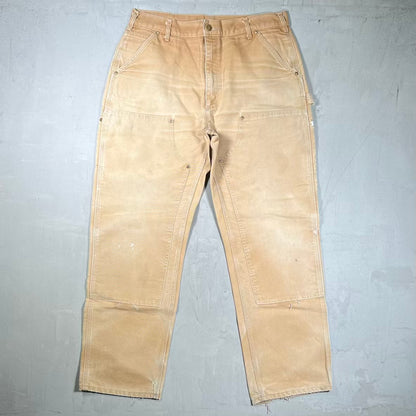 Y2K Carhartt Thrashed Tan Double Knees Size 36 USED v20432