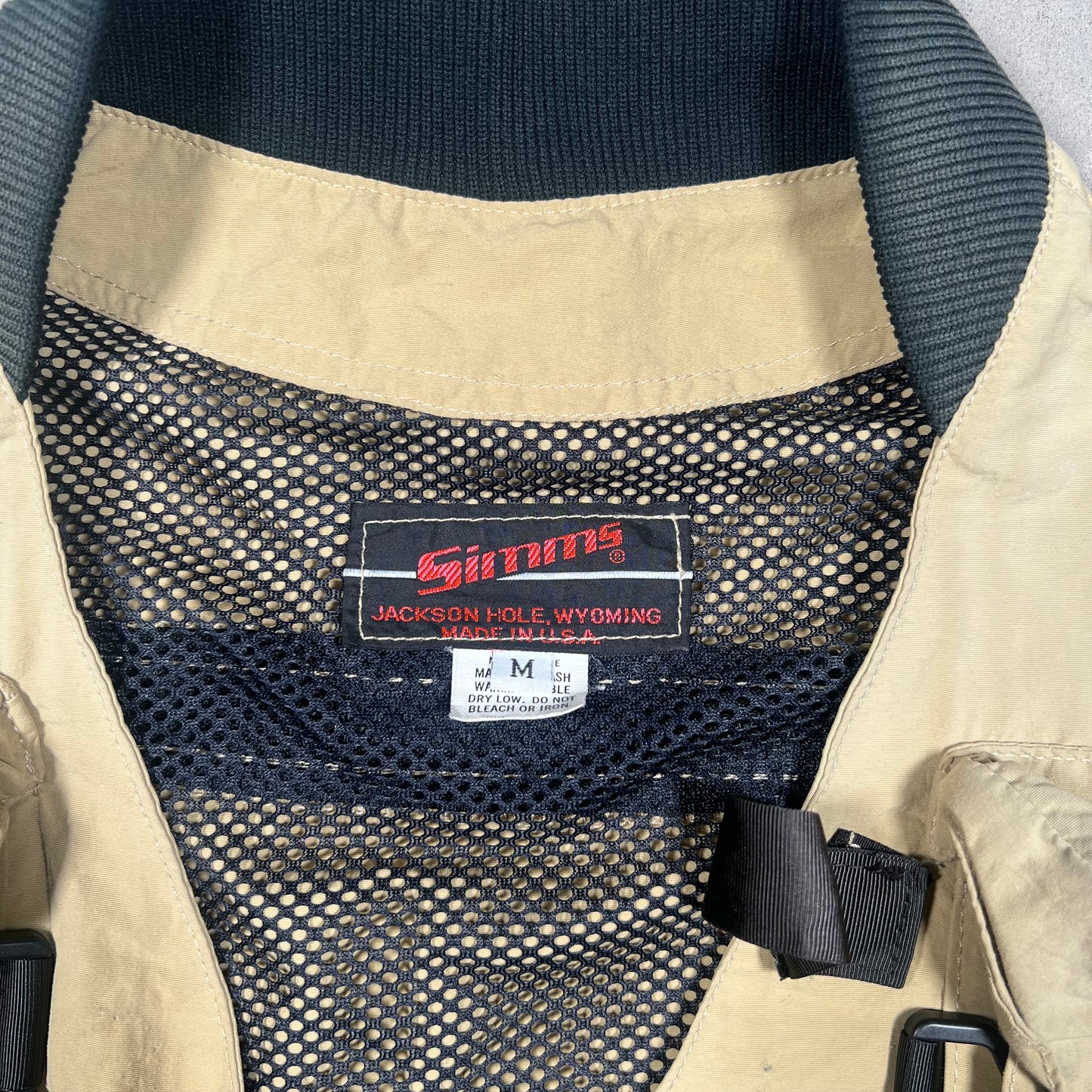 1990s Simms Fly Fishing Tan Cropped Vest Size Medium USED v19165