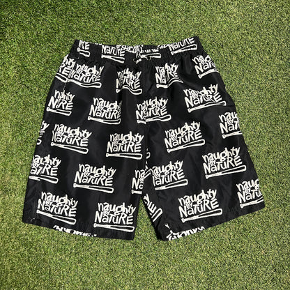 Naught by Nature Repeat Logo Black Shorts Size XL USED v16184