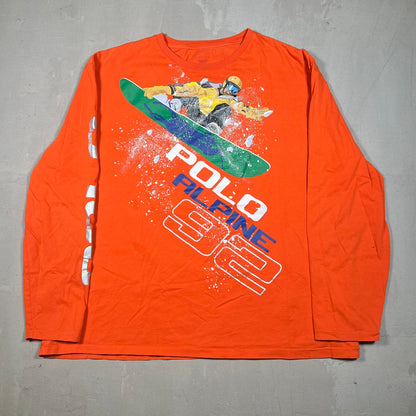Polo Ralph Lauren Alpine 92 Snowboard Orange Longsleeve Size Large USED v18938