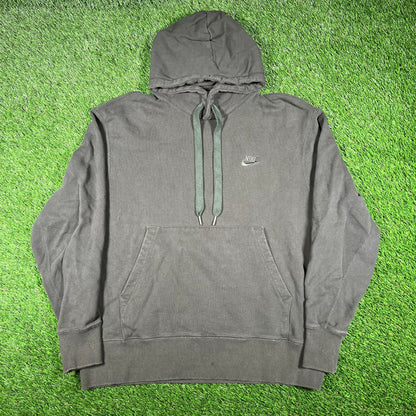 Nike Small Logo Plain Olive Hoodie Size Large USED v16803