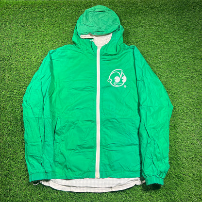 Kid Robot Reversible Green/White Zip Up Windbreaker Size Medium USED v18304