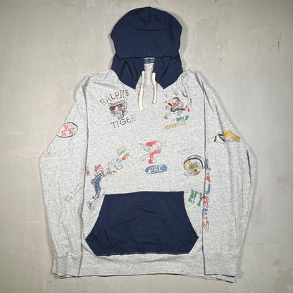 Polo Ralph Lauren Sketching Light Grey Hoodie Size XXL USED v18943