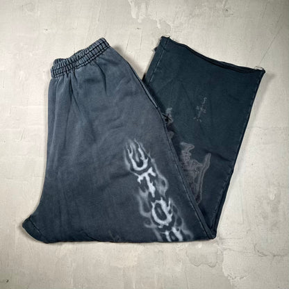 Travis Scott Cactus Jack Utopia Flame Washed Black Sweatpants Size XXL USED x18373