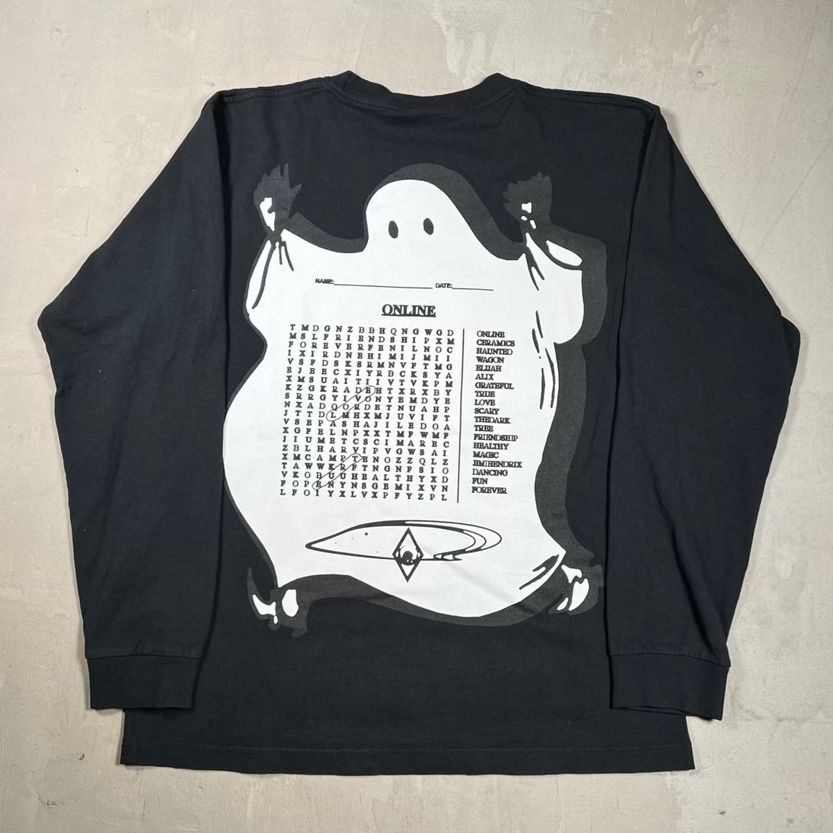 Online Ceramics Haunted Wagon Witch Black Longsleeve Size Medium USED x18563