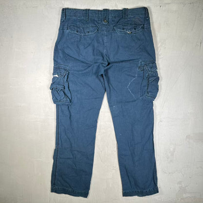 1990s Polo Ralph Lauren Navy Blue Cargo Pants Size 36x32 USED v20396