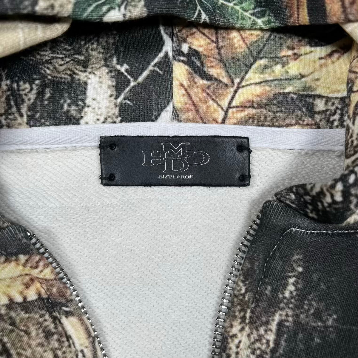 HMDD Camo Multi Pocket Zip Up Hoodie Size Large USED x18680