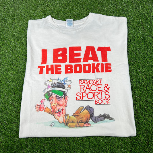 2010s I Beat the Bookie White Tee Size XL USED v16804