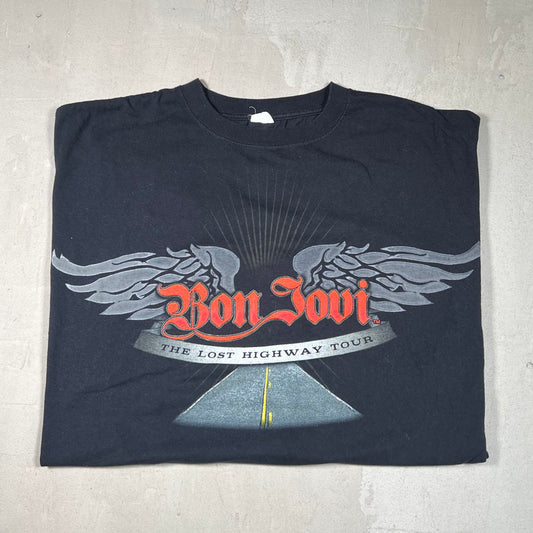 2008 Bon Jovi Lost Highway Tour Black Tee Size XXL USED v19217