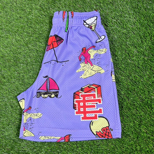 Eric Emanuel Surf Purple Shorts Size Small USED x14787