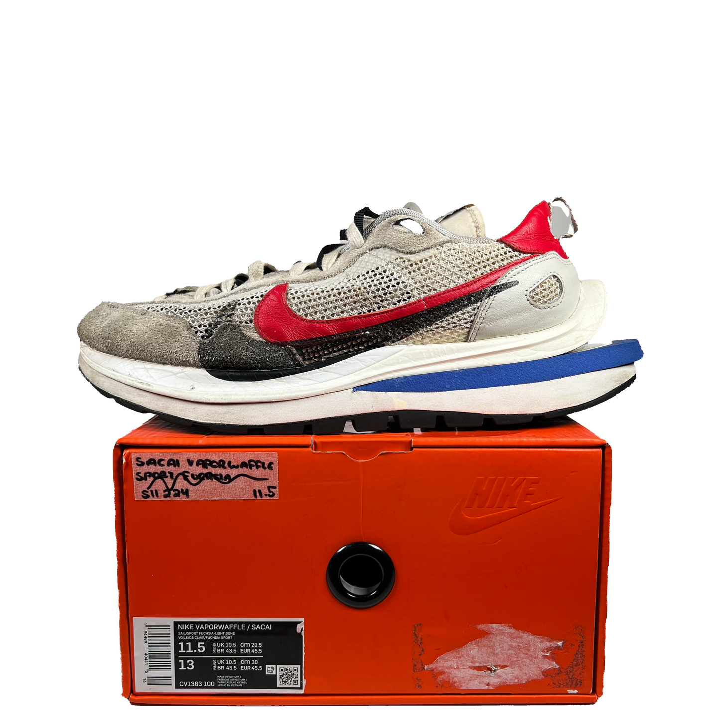 Nike Vaporwaffle Sacai Sport Fuchsia Game Royal (2020) Size 11.5 USED s19991