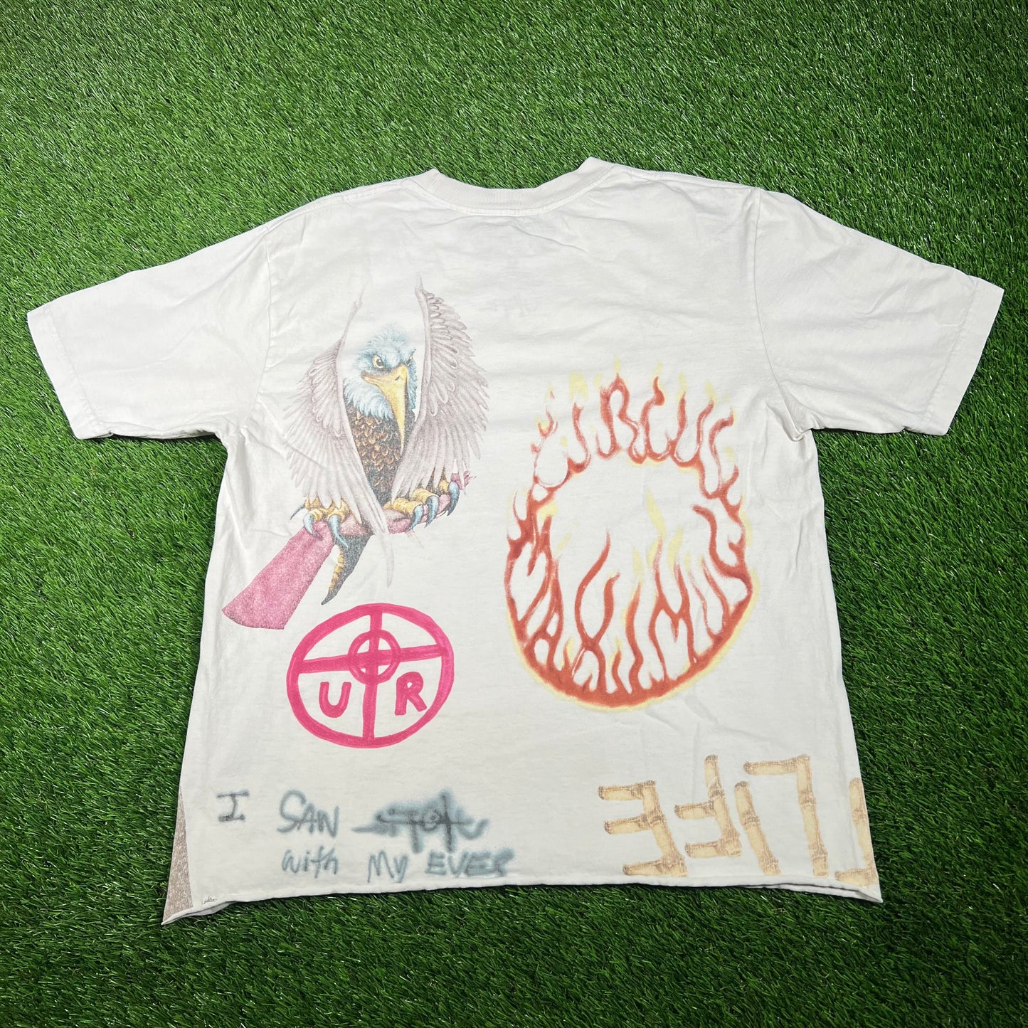 Travis Scott Circus Maximus "Tournee" Cropped White Tee Size Medium USED x15288