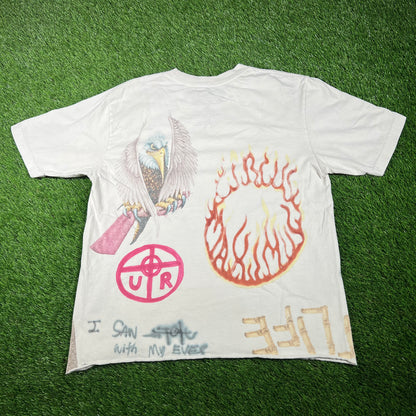 Travis Scott Circus Maximus "Tournee" Cropped White Tee Size Medium USED x15288