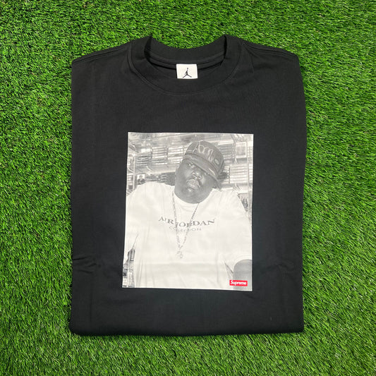 Supreme Jordan Biggie Black Tee (2024) Size Medium NEW x16396