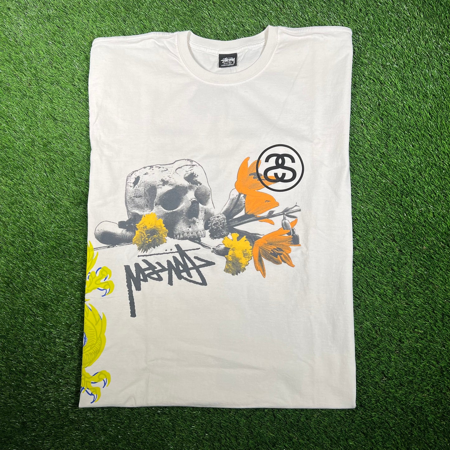 Stussy Strike Pigment Dyed White Tee Size XL NEW x15786