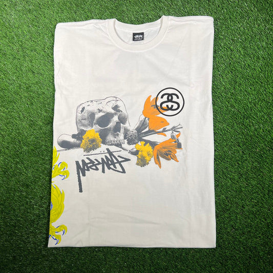 Stussy Strike Pigment Dyed White Tee Size XL NEW x15786