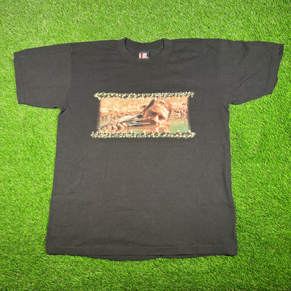 2000s The Crocodile Hunter Baby Croc Black Tee Size XL USED v17612