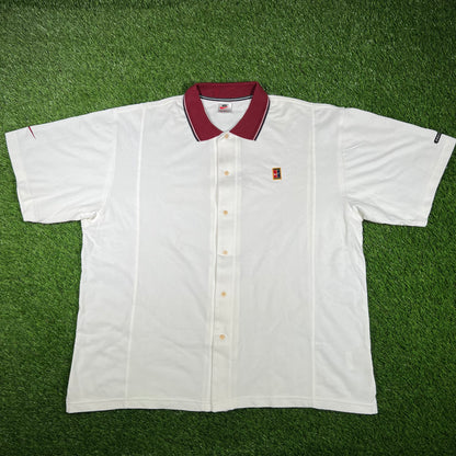 1990s Nike Challange Court White Polo Tee Size XL USED v17094
