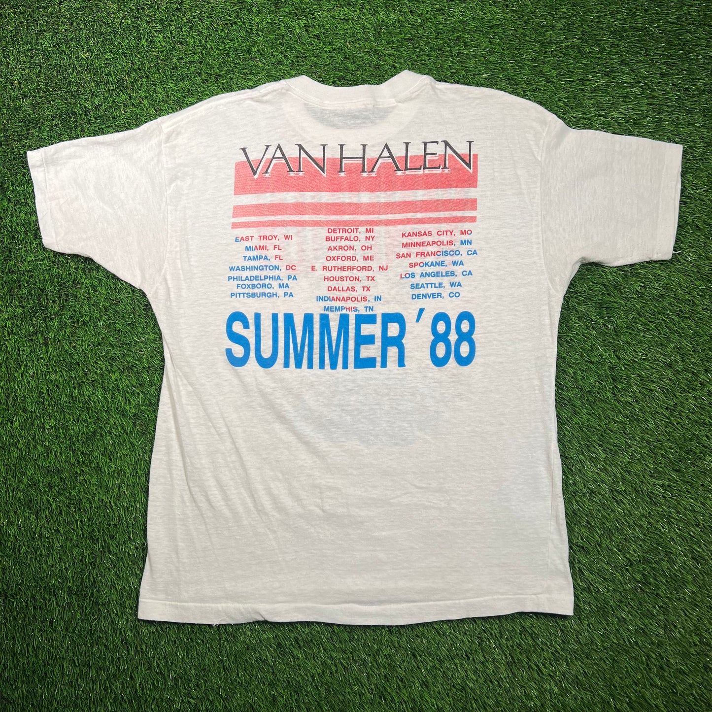 1988 Van Halen Monsters of Rock Tour White Tee Size XL USED v18662
