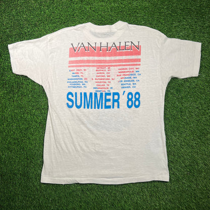 1988 Van Halen Monsters of Rock Tour White Tee Size XL USED v18662