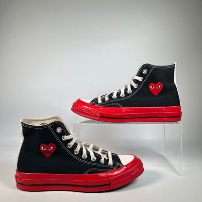 Converse Chuck Taylor 70 Hi CDG Play Black Red (2022) Size 6.5 USED s21556