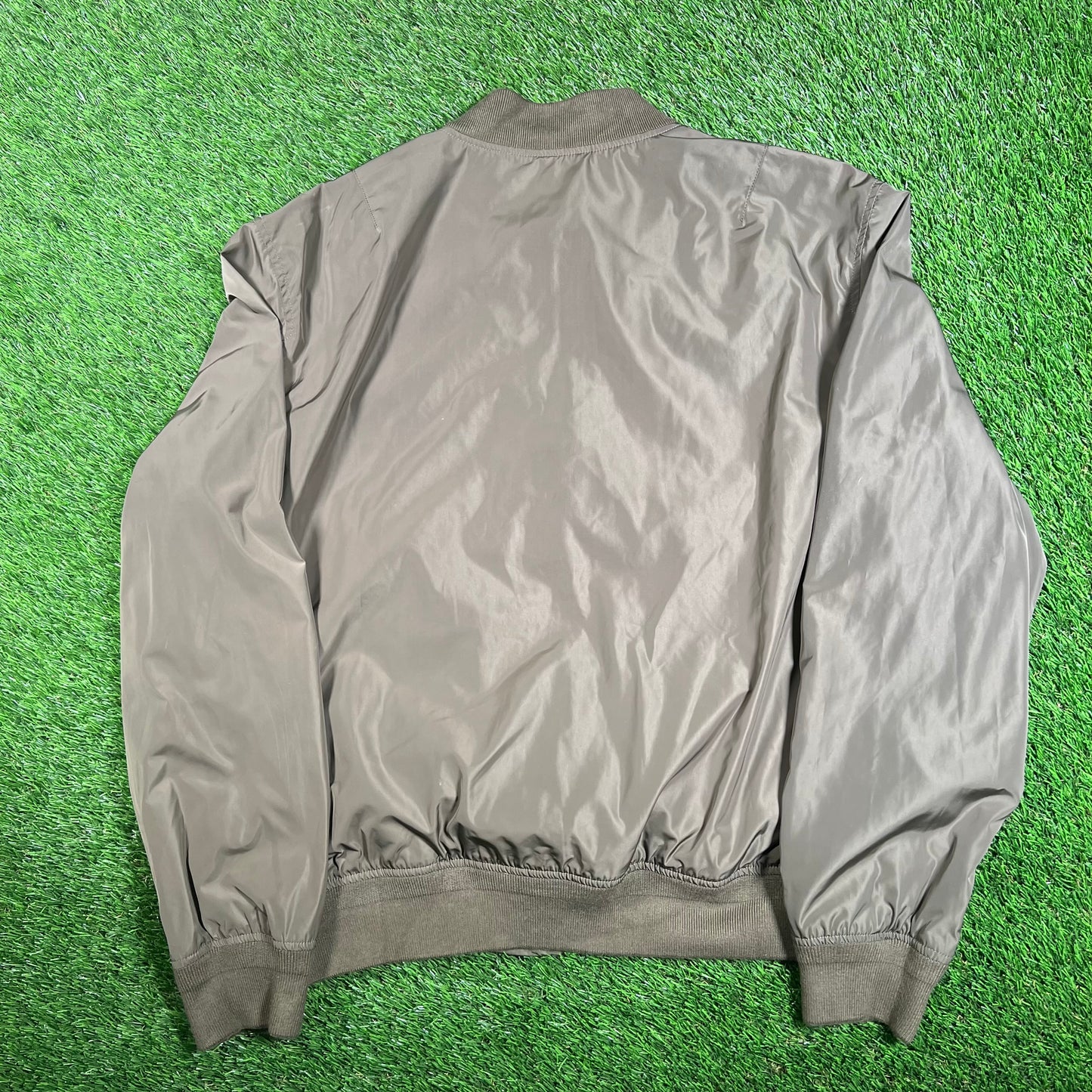 Polo Ralph Lauren Olive Satin Bomber Jacket Size Large USED v18000