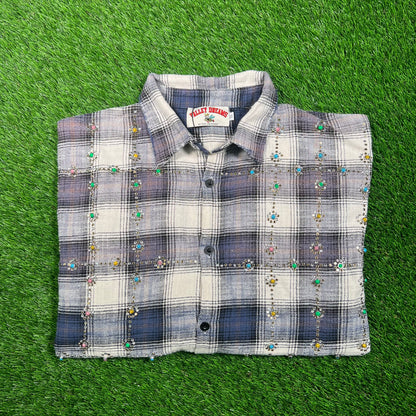 Vale Rhinestone Flannel Button Up Shirt Size XL NEW x16750