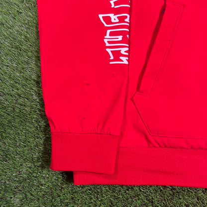 North Face Red Graphic Hoodie Size Large USED v17977