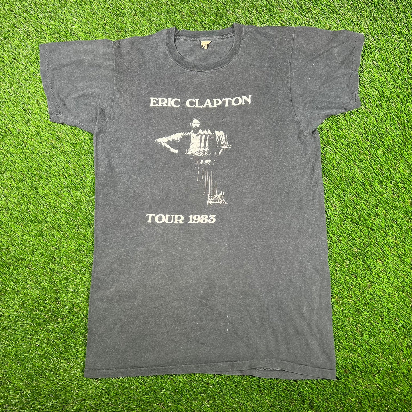 1983 Eric Capton Camel American Tour Black Tee Size Large USED v17203