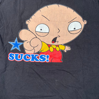 Y2K Family Guy "Dallas Sucks" Black Tee Size Large USED v18562