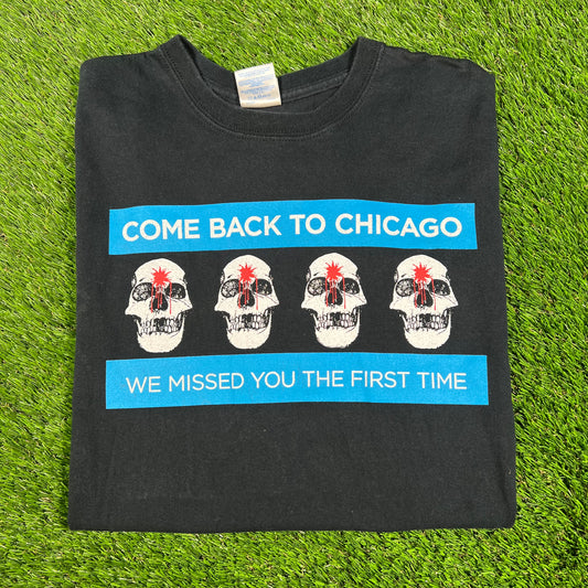 Y2K "Come Back to Chicago" Black Tee Size Large USED v16603