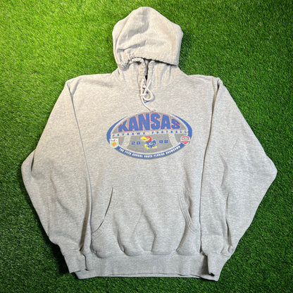 2008 Nike Kansas Football Grey Hoodie Size Medium USED v1889