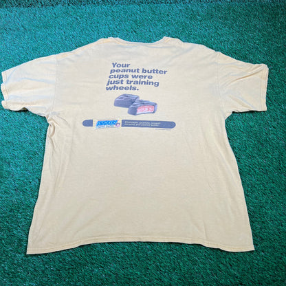 Y2K Snickers Training Wheels Yellow Tee Size XL USED v16584