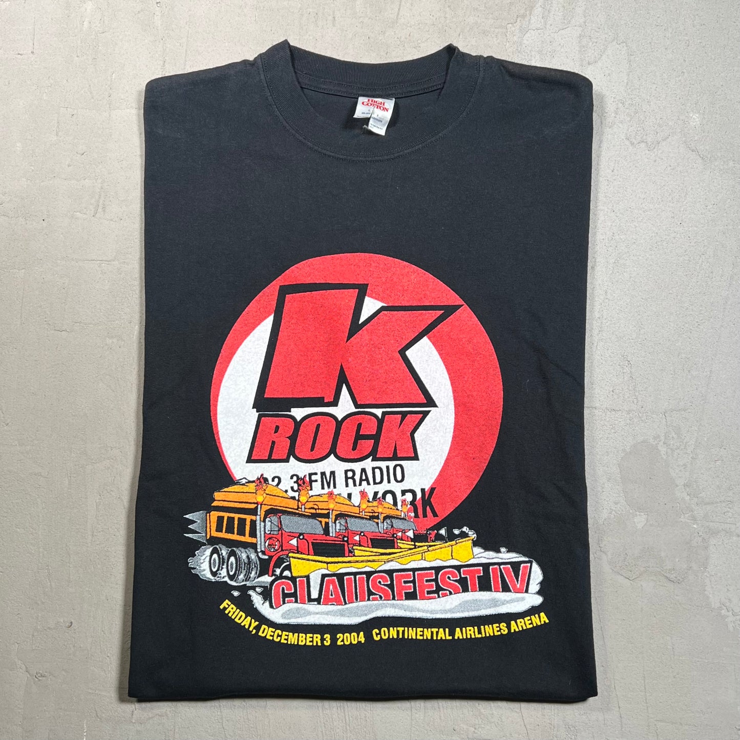 2004 K-Rock Claus Fest Black Tee Size Large USED v19432