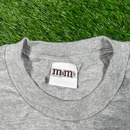 Y2K M&M Blue Grey Tee Size XL USED v17515