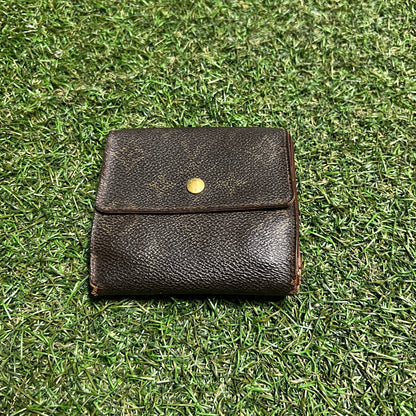 1990s Louis Vuitton Monogram Porte Monnaie Billets Brown Wallet USED x14070