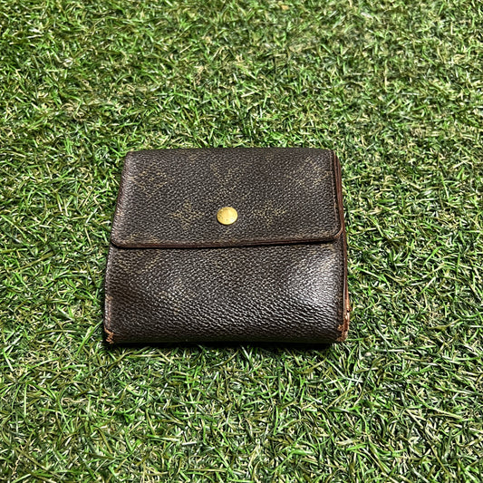 1990s Louis Vuitton Monogram Porte Monnaie Billets Brown Wallet USED x14070