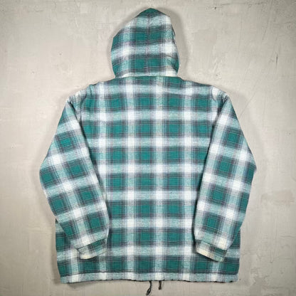 1990s I.C. Mountain Green Flannel Padded Reversible Hoodie Size XL USED v20416