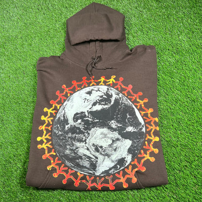 2017 Travis Scott Astroworld Around The World Brown Hoodie Size Large USED x14564
