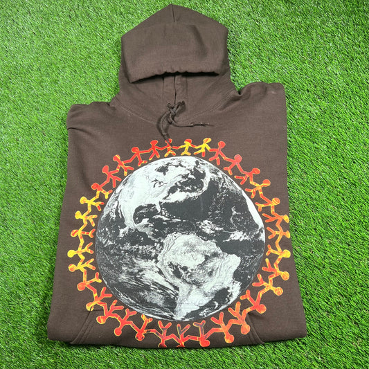 2017 Travis Scott Astroworld Around The World Brown Hoodie Size Large USED x14564