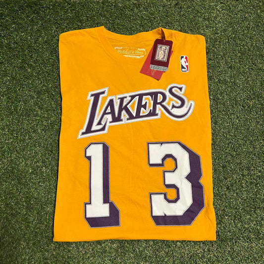 Mitchell and Ness Lakers #13 Chamberland Yellow Tee Size XL NEW v16067